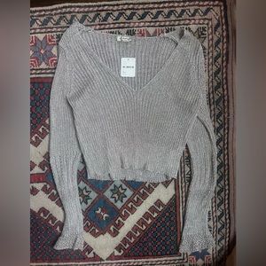 FREE PEOPLE silver shimmer long sleeve